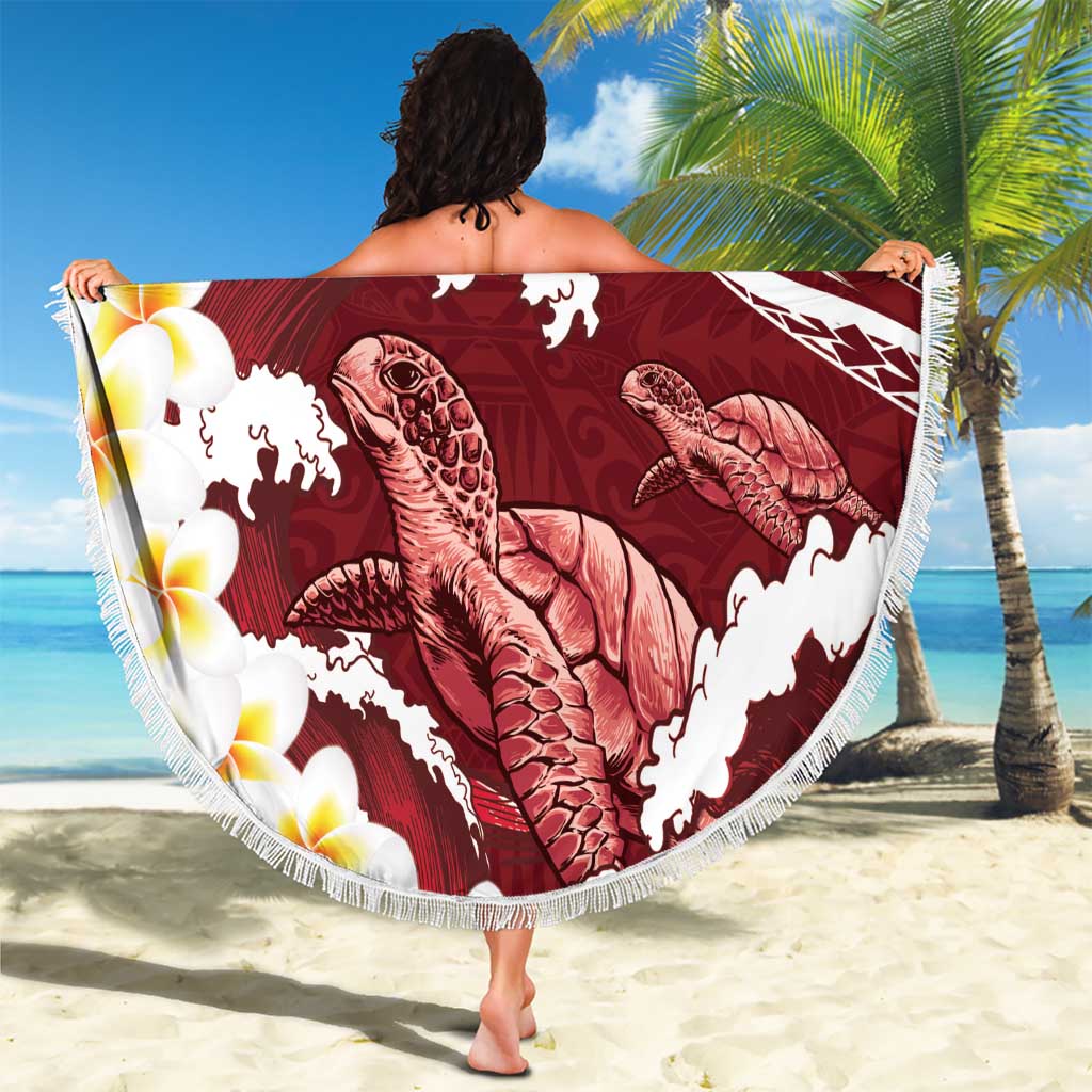 Blood Gold Polynesia Beach Blanket Polynesian Frangipani With Sea Turtles