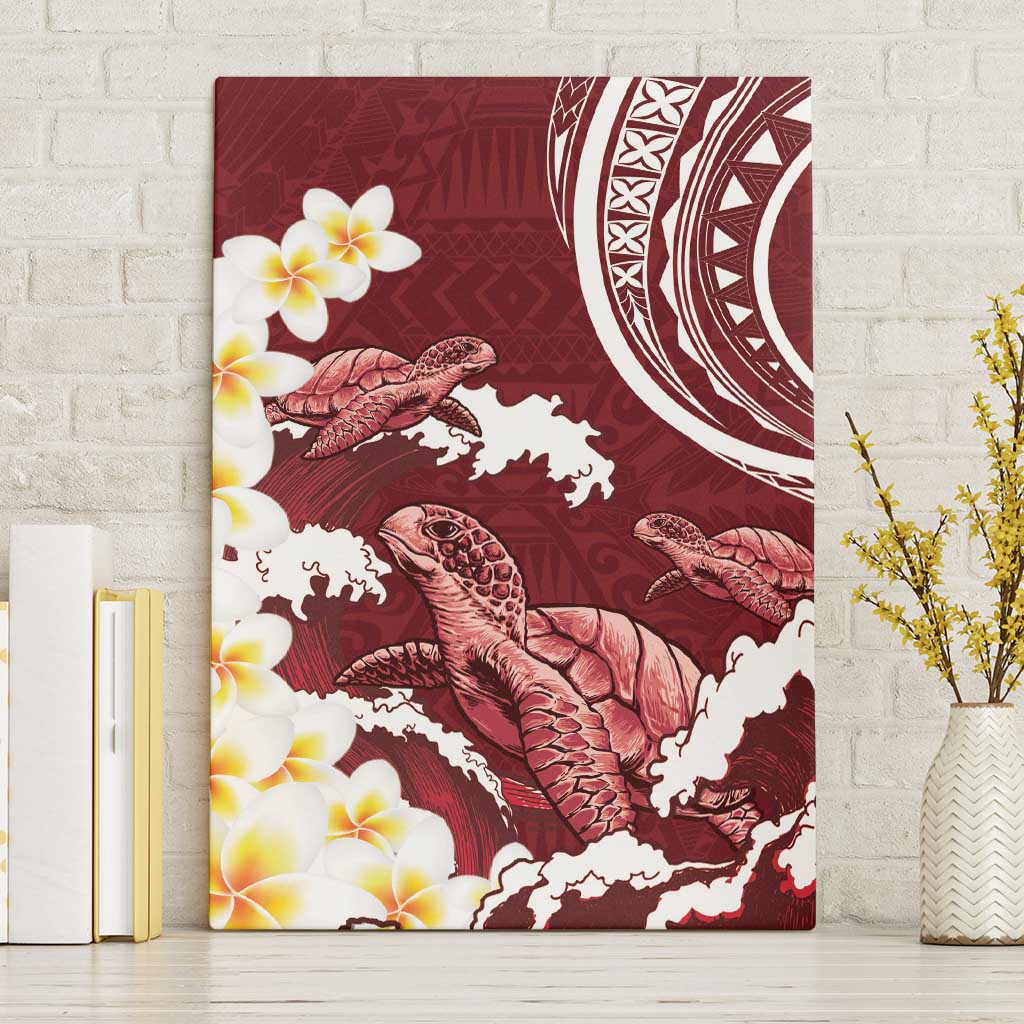 Blood Gold Polynesia Canvas Wall Art Polynesian Frangipani With Sea Turtles