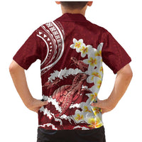 Blood Gold Polynesia Family Matching Mermaid Dress and Hawaiian Shirt Polynesian Frangipani With Sea Turtles