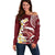 Blood Gold Polynesia Off Shoulder Sweater Polynesian Frangipani With Sea Turtles