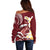 Blood Gold Polynesia Off Shoulder Sweater Polynesian Frangipani With Sea Turtles