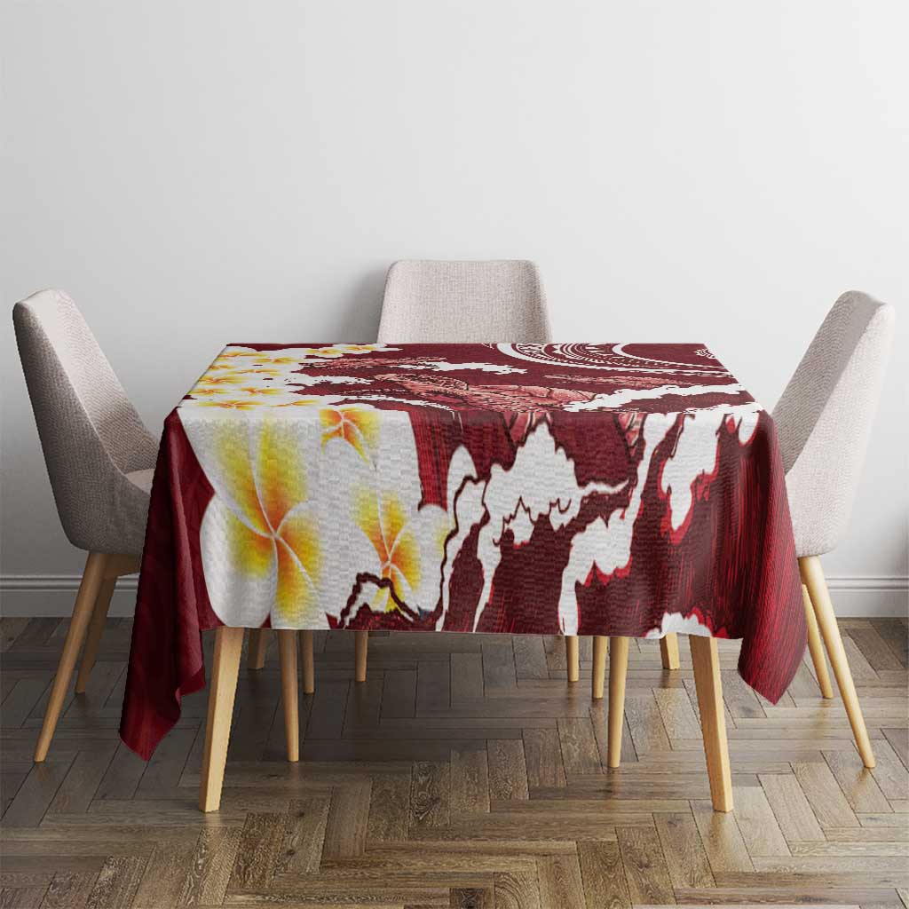Blood Gold Polynesia Tablecloth Polynesian Frangipani With Sea Turtles