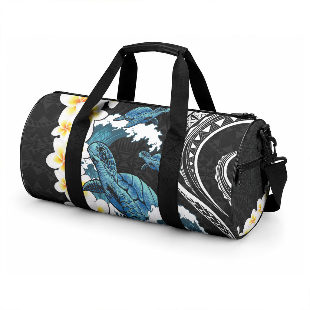 Black Polynesia Duffle Bag Polynesian Frangipani With Sea Turtles LT14 - Polynesian Pride