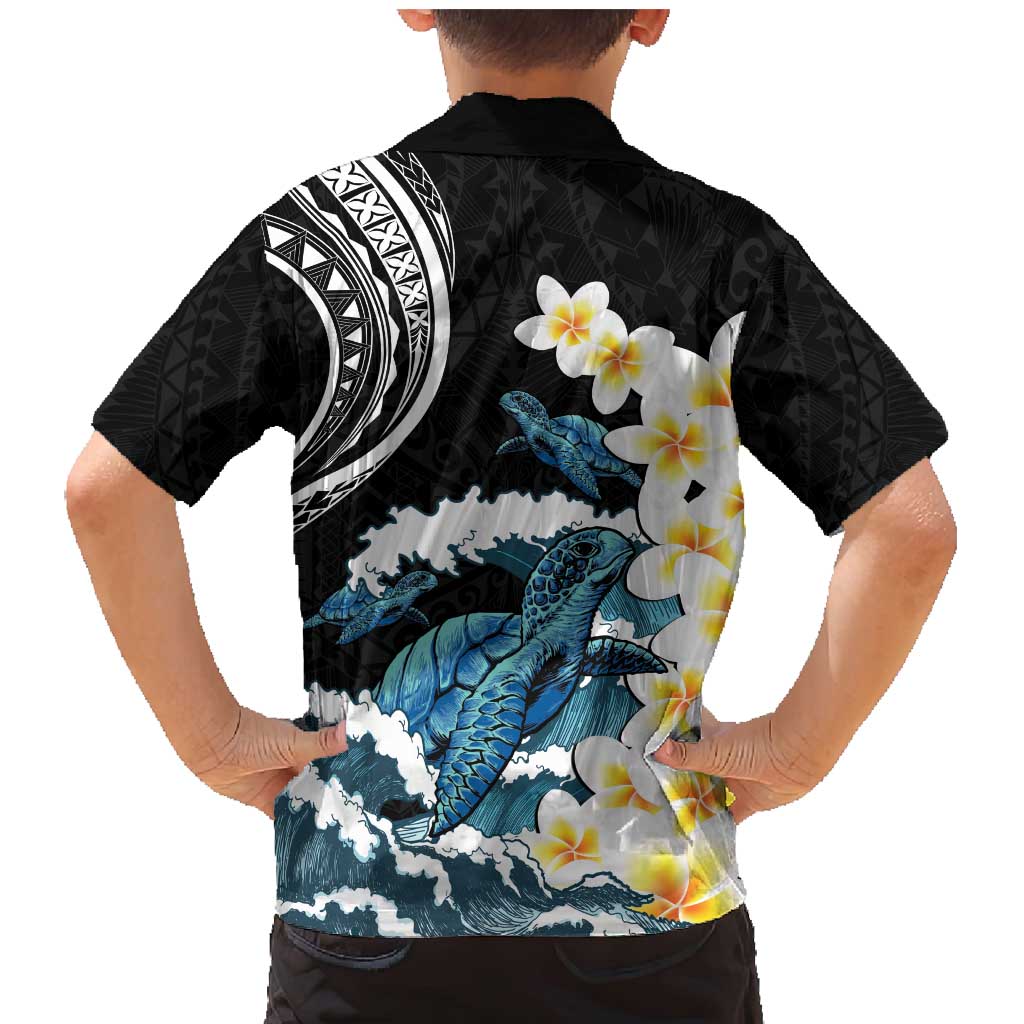 Black Polynesia Family Matching Mermaid Dress and Hawaiian Shirt Polynesian Frangipani With Sea Turtles