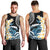 Black Polynesia Men Tank Top Polynesian Frangipani With Sea Turtles