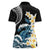 Black Polynesia Women Polo Shirt Polynesian Frangipani With Sea Turtles