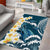 Dark Teal Polynesia Area Rug Polynesian Frangipani With Sea Turtles