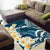 Dark Teal Polynesia Area Rug Polynesian Frangipani With Sea Turtles