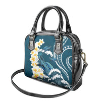 Dark Teal Polynesia Shoulder Handbag Polynesian Frangipani With Sea Turtles