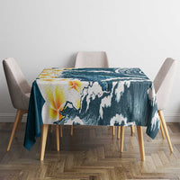 Dark Teal Polynesia Tablecloth Polynesian Frangipani With Sea Turtles