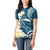 Dark Teal Polynesia Women Polo Shirt Polynesian Frangipani With Sea Turtles