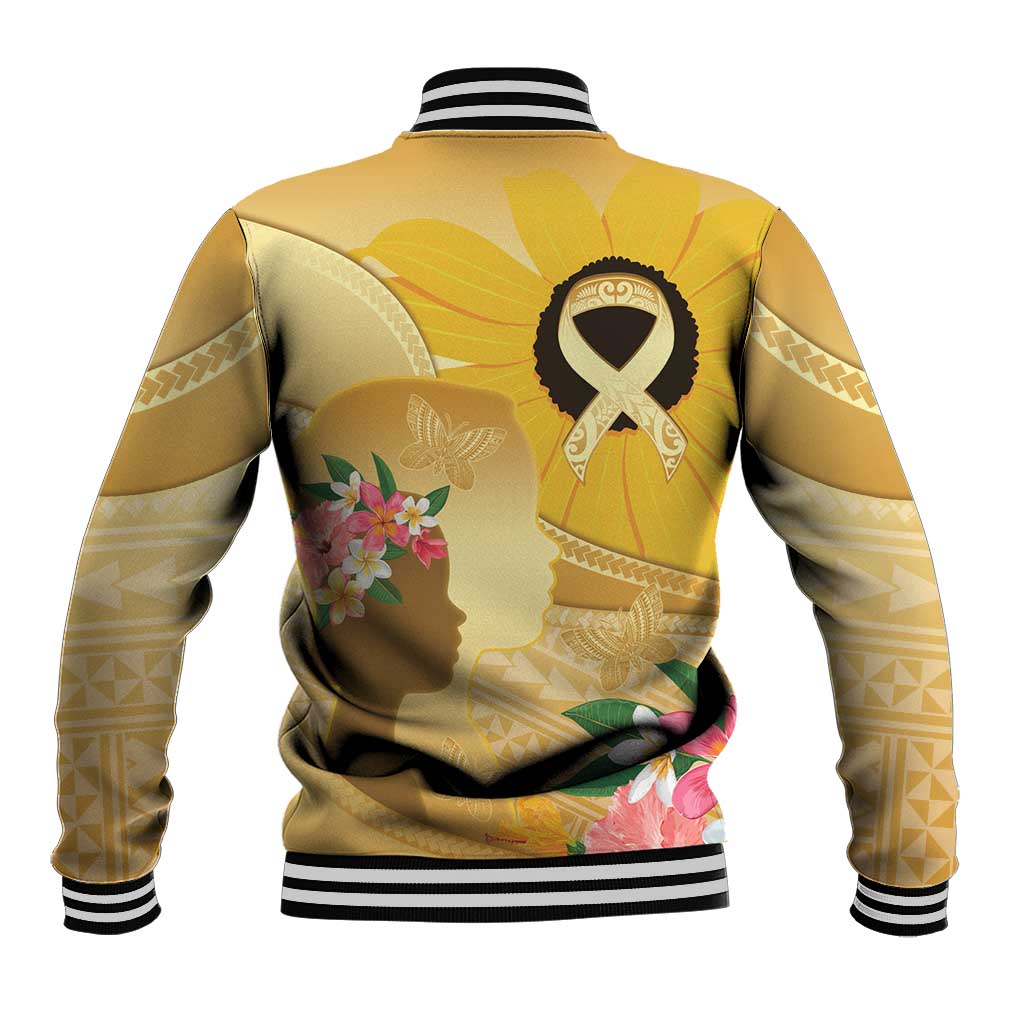 Polynesia Childhood Cancer Awareness Baseball Jacket Be Bold Go Gold Polynesian Art
