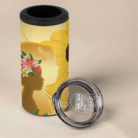 Polynesia Childhood Cancer Awareness 4 in 1 Can Cooler Tumbler Be Bold Go Gold Polynesian Art