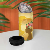 Polynesia Childhood Cancer Awareness 4 in 1 Can Cooler Tumbler Be Bold Go Gold Polynesian Art