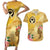 Polynesia Childhood Cancer Awareness Couples Matching Short Sleeve Bodycon Dress and Hawaiian Shirt Be Bold Go Gold Polynesian Art