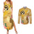 Polynesia Childhood Cancer Awareness Couples Matching Summer Maxi Dress and Long Sleeve Button Shirt Be Bold Go Gold Polynesian Art