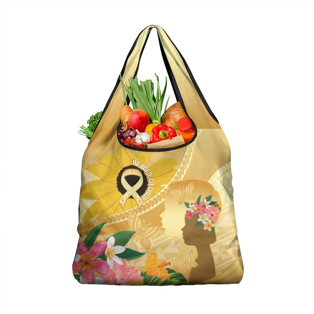 Polynesia Childhood Cancer Awareness Grocery Bag Be Bold Go Gold Polynesian Art