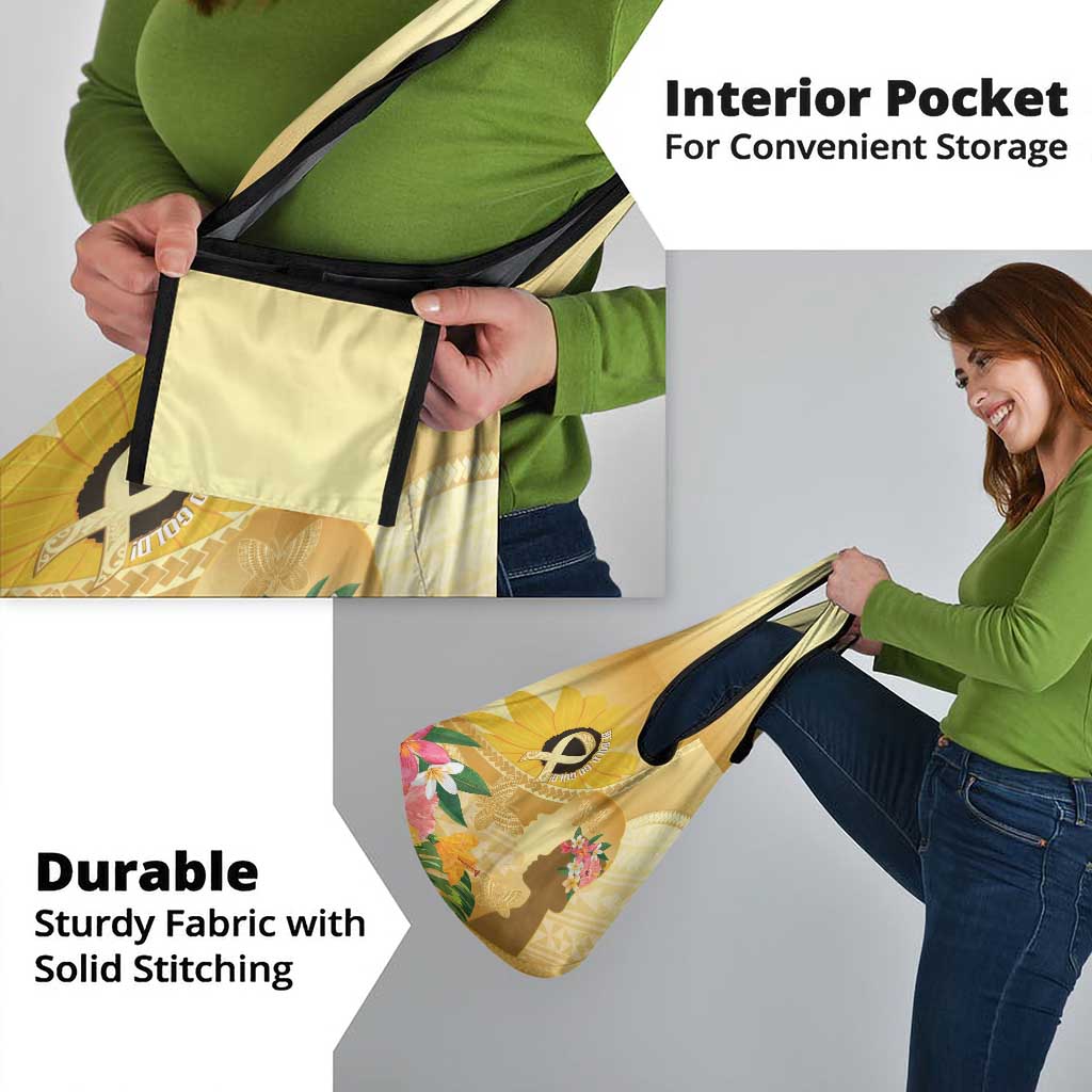 Polynesia Childhood Cancer Awareness Grocery Bag Be Bold Go Gold Polynesian Art