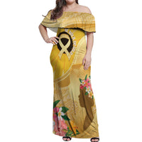 Polynesia Childhood Cancer Awareness Off Shoulder Maxi Dress Be Bold Go Gold Polynesian Art