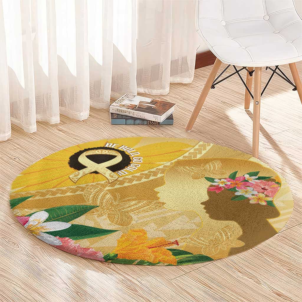 Polynesia Childhood Cancer Awareness Round Carpet Be Bold Go Gold Polynesian Art
