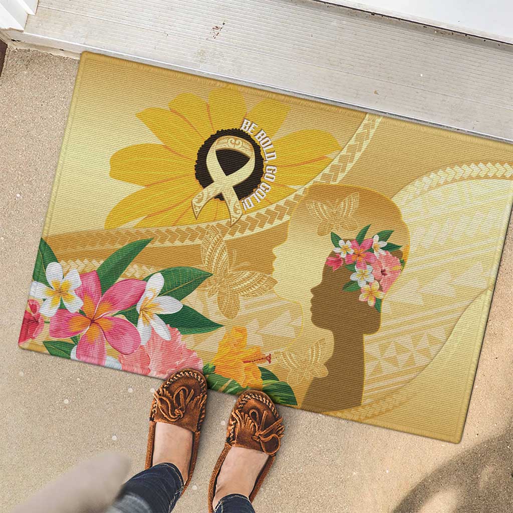 Polynesia Childhood Cancer Awareness Rubber Doormat Be Bold Go Gold Polynesian Art