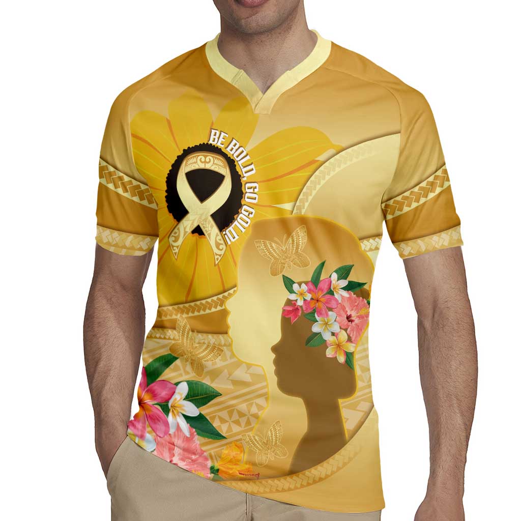 Polynesia Childhood Cancer Awareness Rugby Jersey Be Bold Go Gold Polynesian Art