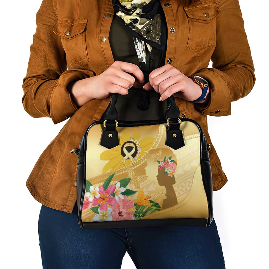 Polynesia Childhood Cancer Awareness Shoulder Handbag Be Bold Go Gold Polynesian Art