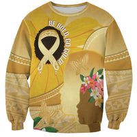 Polynesia Childhood Cancer Awareness Sweatshirt Be Bold Go Gold Polynesian Art