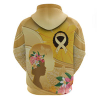 Polynesia Childhood Cancer Awareness Zip Hoodie Be Bold Go Gold Polynesian Art
