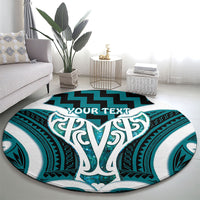 Aotearoa Atua Tangaroa Personalised Round Carpet God Of The Sea Maori Whale Tail Cyan