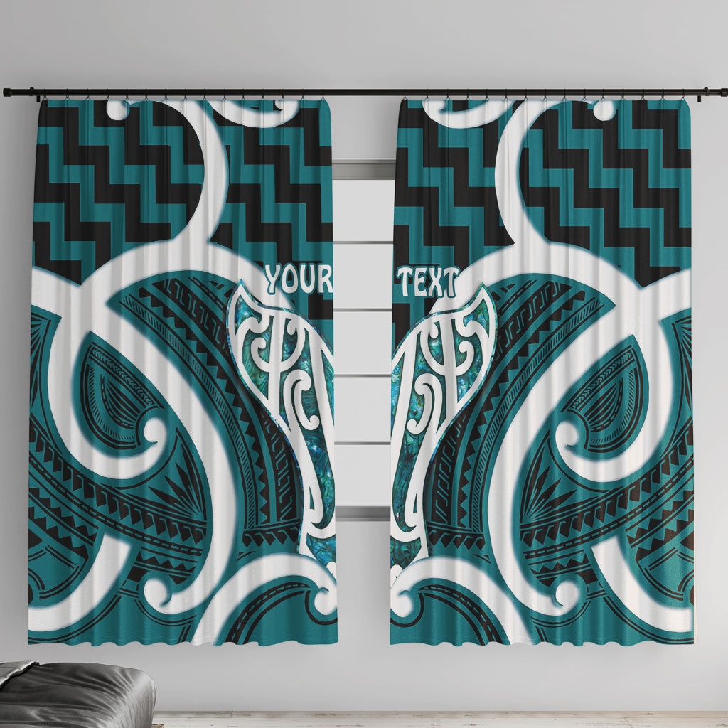 Aotearoa Atua Tangaroa Personalised Window Curtain God Of The Sea Maori Whale Tail Cyan