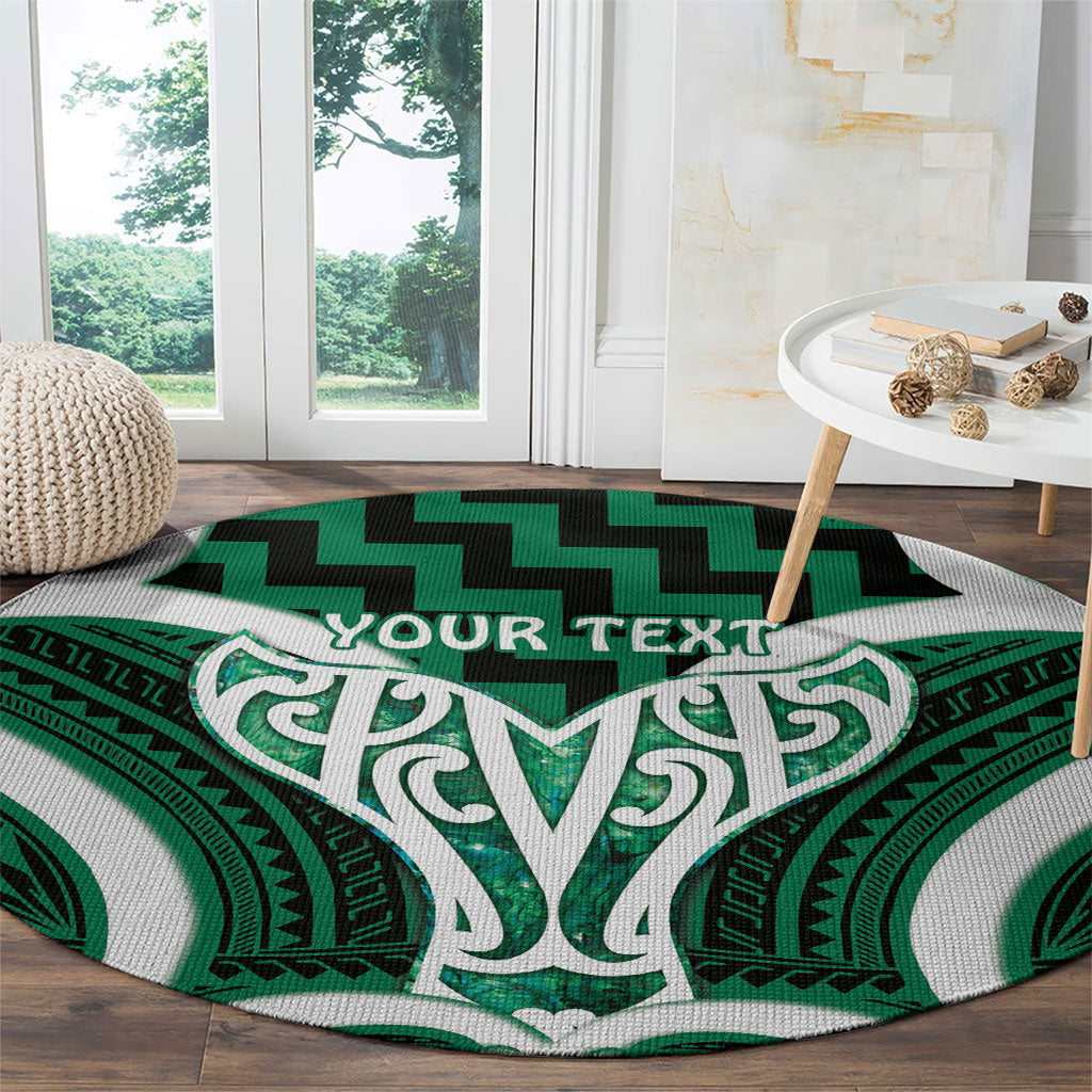 Aotearoa Atua Tangaroa Personalised Round Carpet God Of The Sea Maori Whale Tail Green