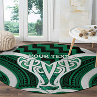 Aotearoa Atua Tangaroa Personalised Round Carpet God Of The Sea Maori Whale Tail Green