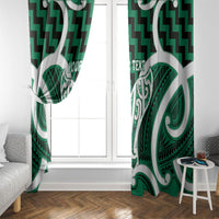 Aotearoa Atua Tangaroa Personalised Window Curtain God Of The Sea Maori Whale Tail Green