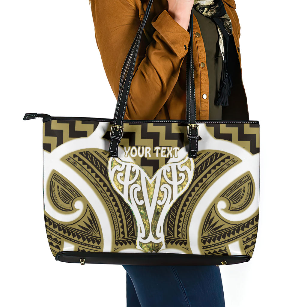 Aotearoa Atua Tangaroa Personalised Leather Tote Bag God Of The Sea Maori Whale Tail Yellow