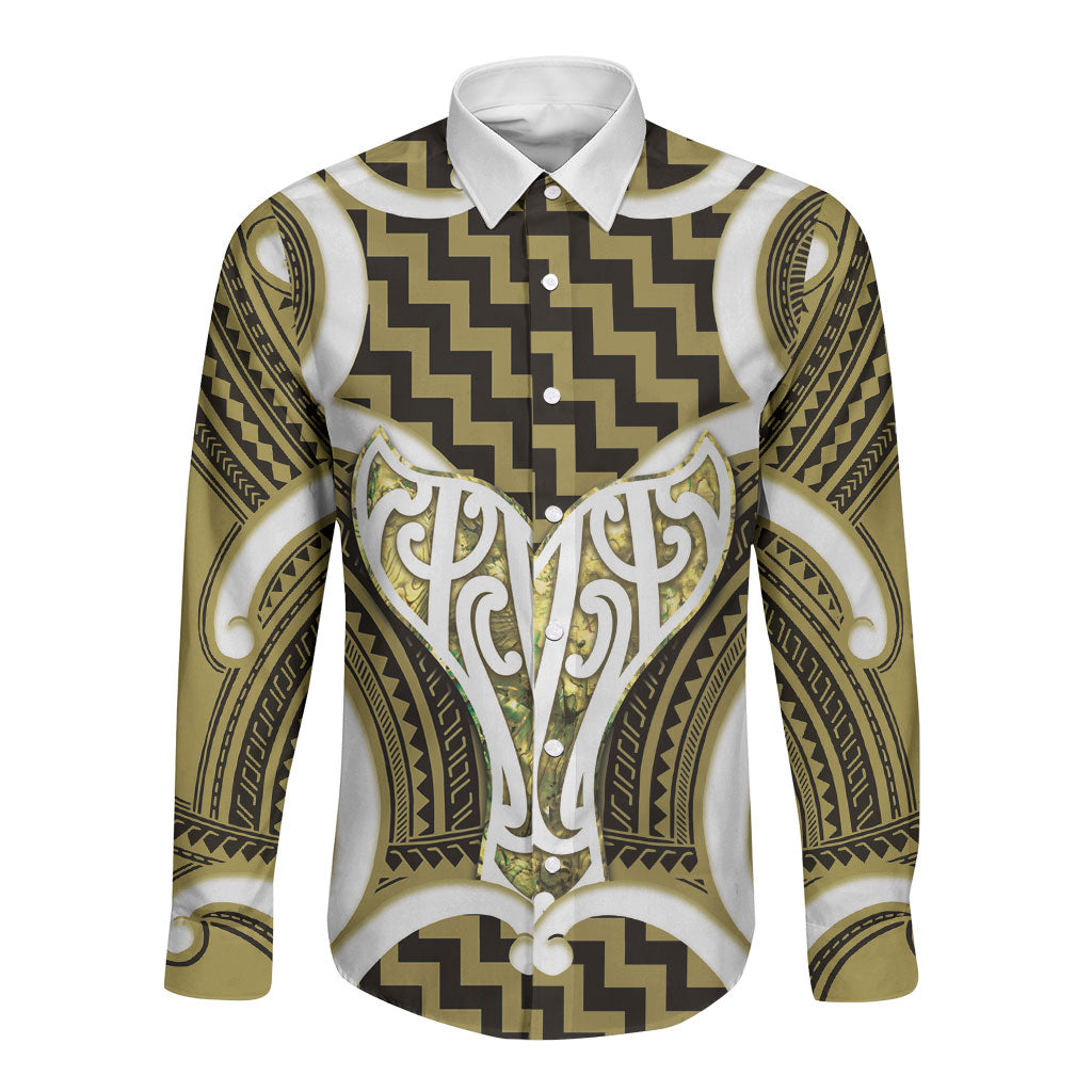 Aotearoa Atua Tangaroa Personalised Long Sleeve Button Shirt God Of The Sea Maori Whale Tail Yellow LT14 Unisex Yellow - Polynesian Pride