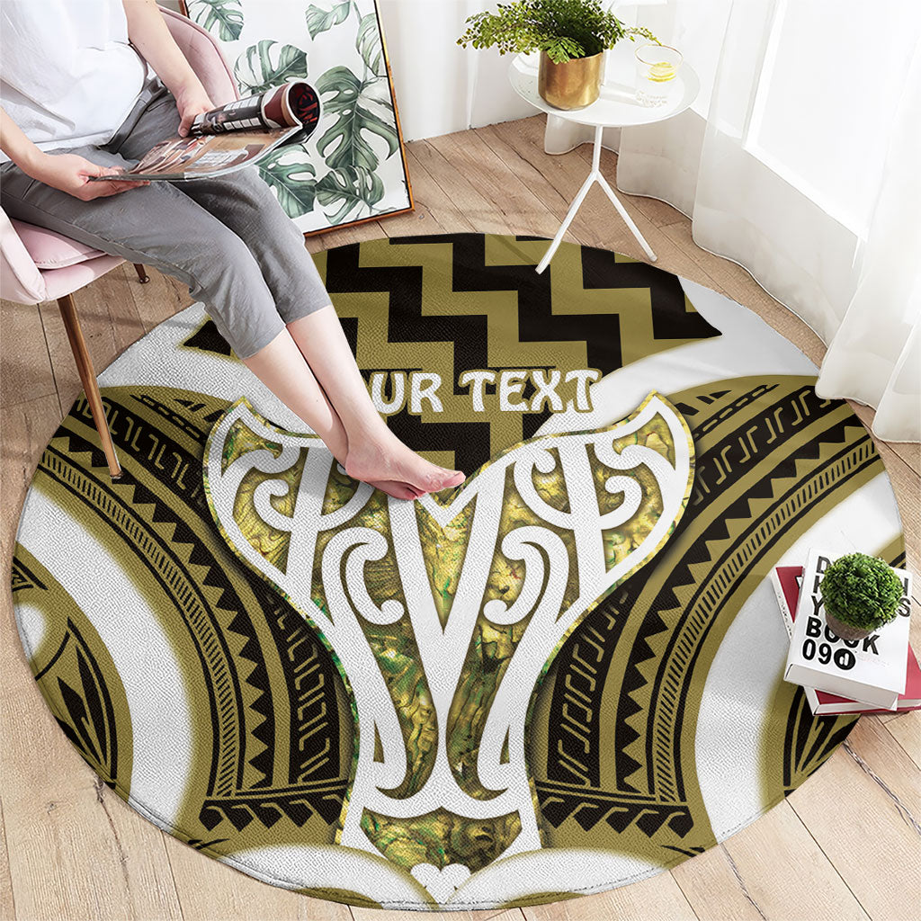 Aotearoa Atua Tangaroa Personalised Round Carpet God Of The Sea Maori Whale Tail Yellow