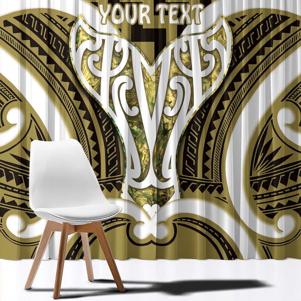 Aotearoa Atua Tangaroa Personalised Window Curtain God Of The Sea Maori Whale Tail Yellow