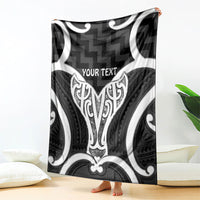 Aotearoa Atua Tangaroa Personalised Blanket God Of The Sea Maori Whale Tail Black