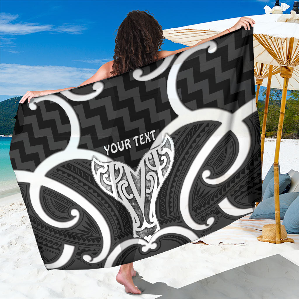 Aotearoa Atua Tangaroa Personalised Sarong God Of The Sea Maori Whale Tail Black