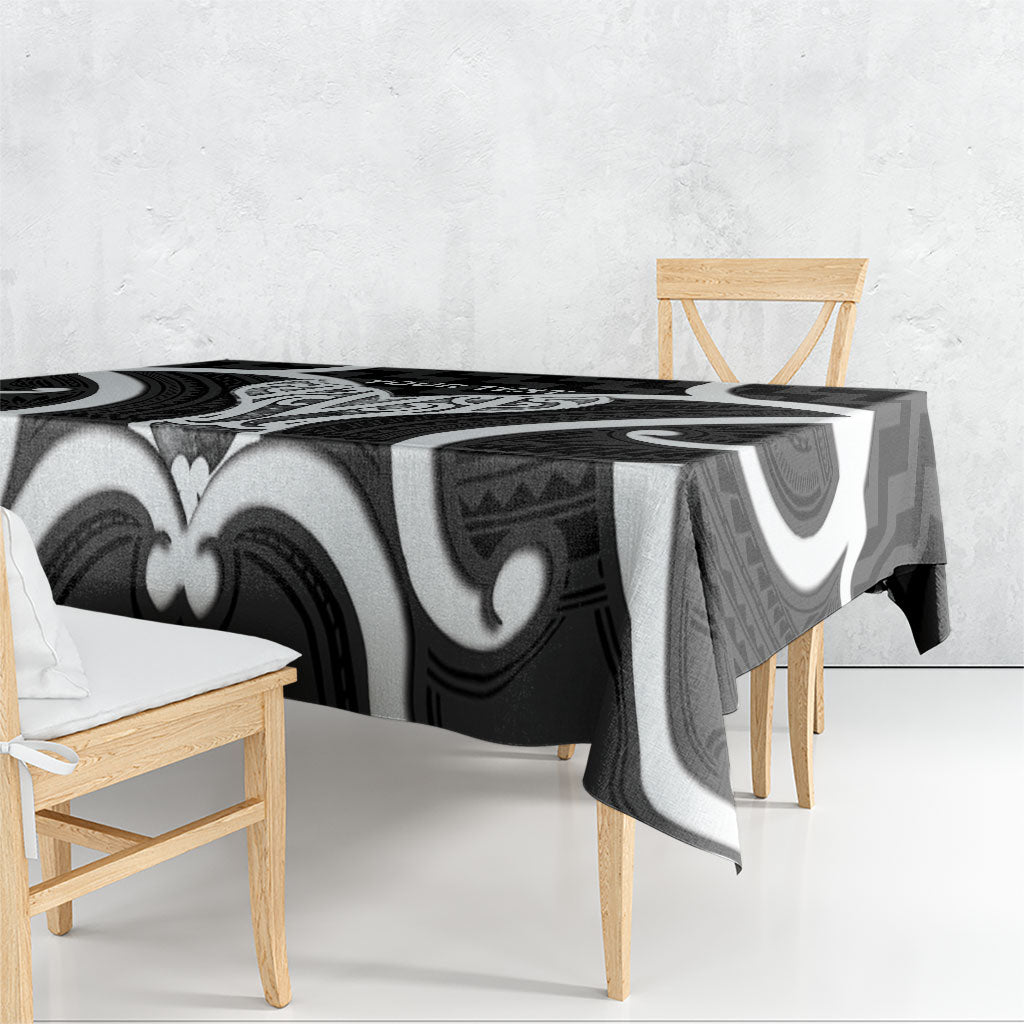Aotearoa Atua Tangaroa Personalised Tablecloth God Of The Sea Maori Whale Tail Black