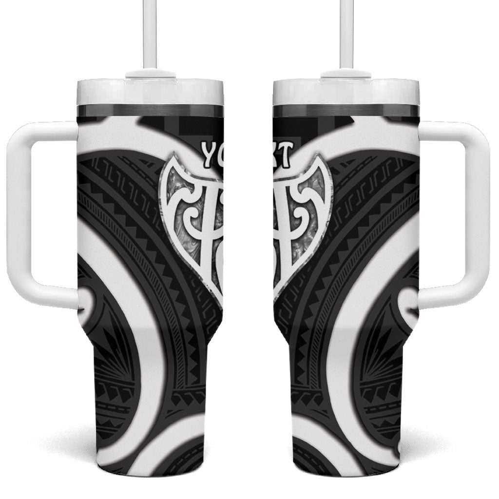 Aotearoa Atua Tangaroa Personalised Tumbler With Handle God Of The Sea Maori Whale Tail Black