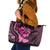 Think Pink Breast Cancer Awareness Leather Tote Bag Butterfly Aboriginal Mix Polynesian Pattern