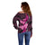 Think Pink Breast Cancer Awareness Off Shoulder Sweater Butterfly Aboriginal Mix Polynesian Pattern