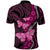 Think Pink Breast Cancer Awareness Polo Shirt Butterfly Aboriginal Mix Polynesian Pattern