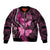 Think Pink Breast Cancer Awareness Sleeve Zip Bomber Jacket Butterfly Aboriginal Mix Polynesian Pattern