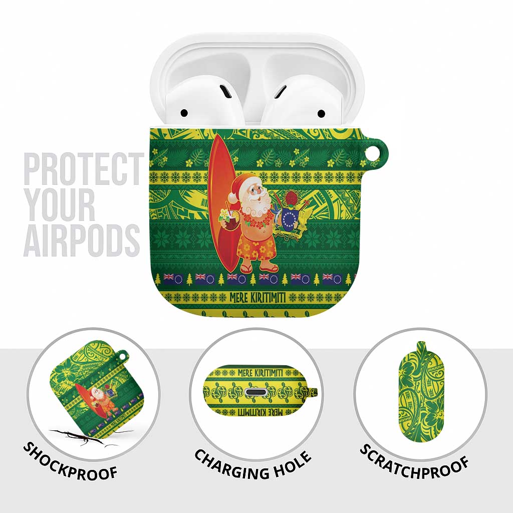Cook Islands Christmas AirPods Case Surfing Santa Mere Kiritimiti - Polynesian Pride