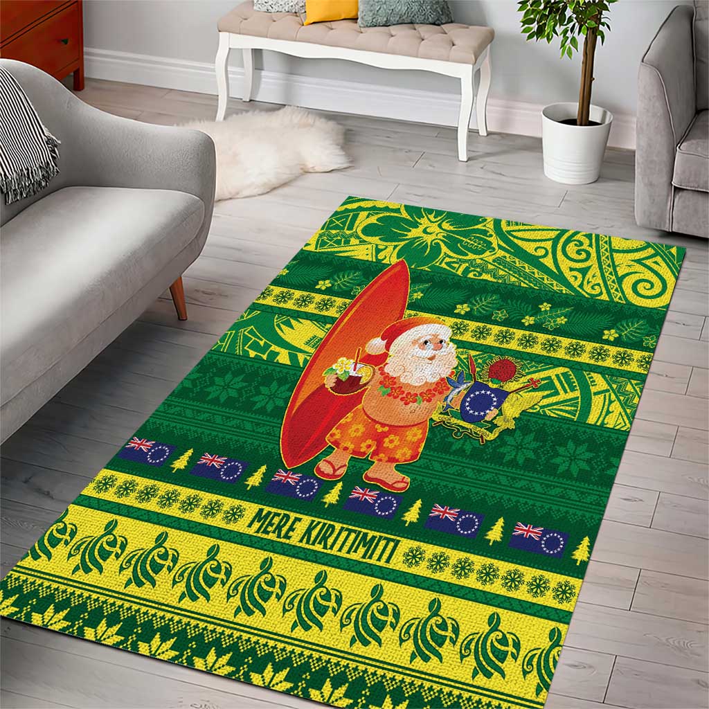 Cook Islands Christmas Area Rug Surfing Santa Mere Kiritimiti - Polynesian Pride