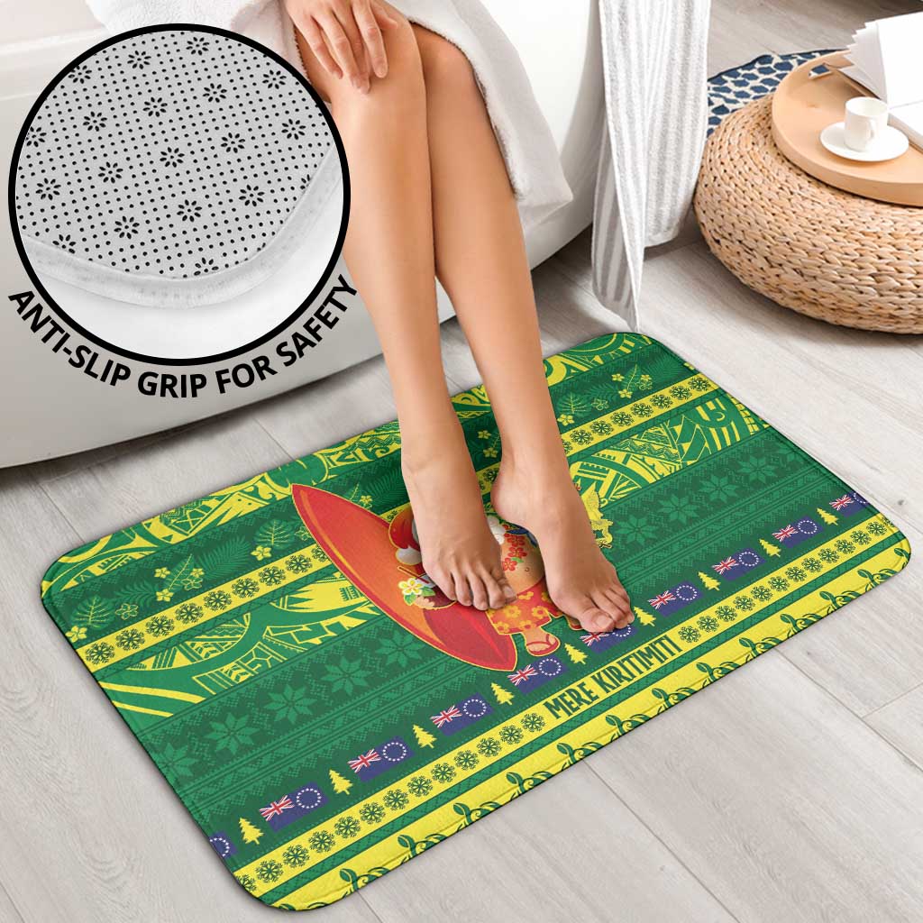 Cook Islands Christmas Bathroom Set Surfing Santa Mere Kiritimiti - Polynesian Pride