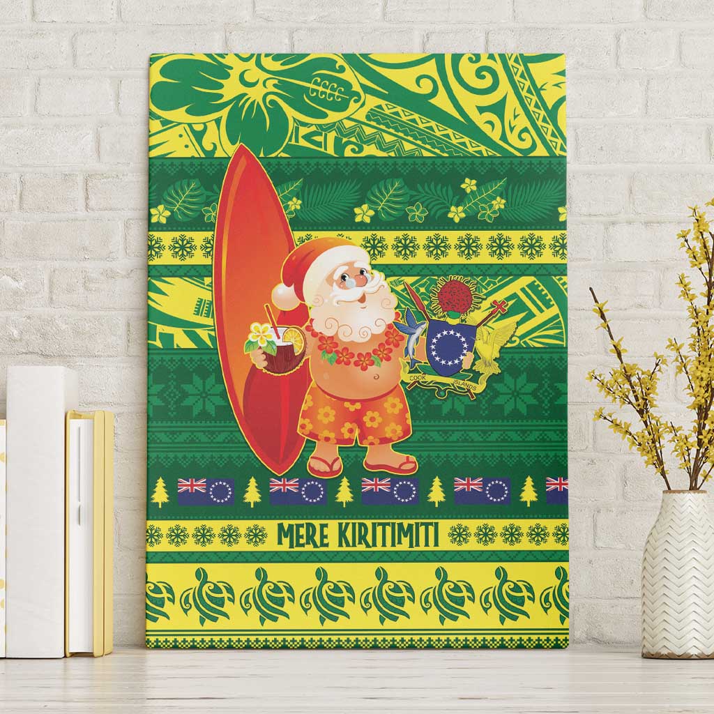 Cook Islands Christmas Canvas Wall Art Surfing Santa Mere Kiritimiti - Polynesian Pride